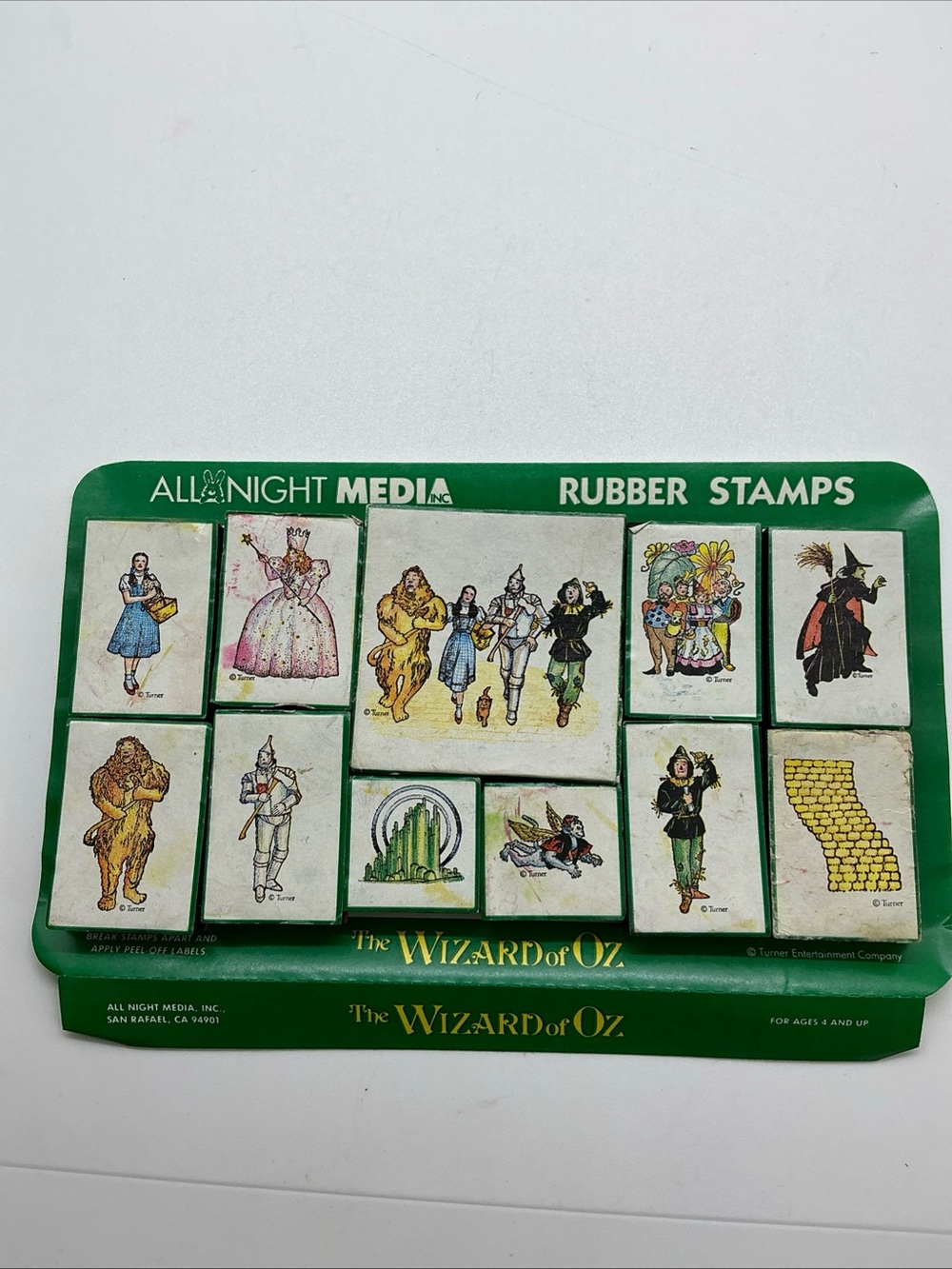 Vintage Used Wizard of Oz Rubber Stamp Set 11 Pc All Night Media Complete w/Case